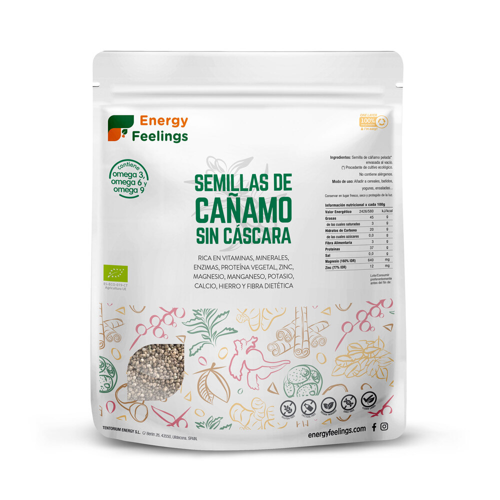 Semillas de cáñamo sin cáscara Energy Feelings Granel 1Kg | ecológicas