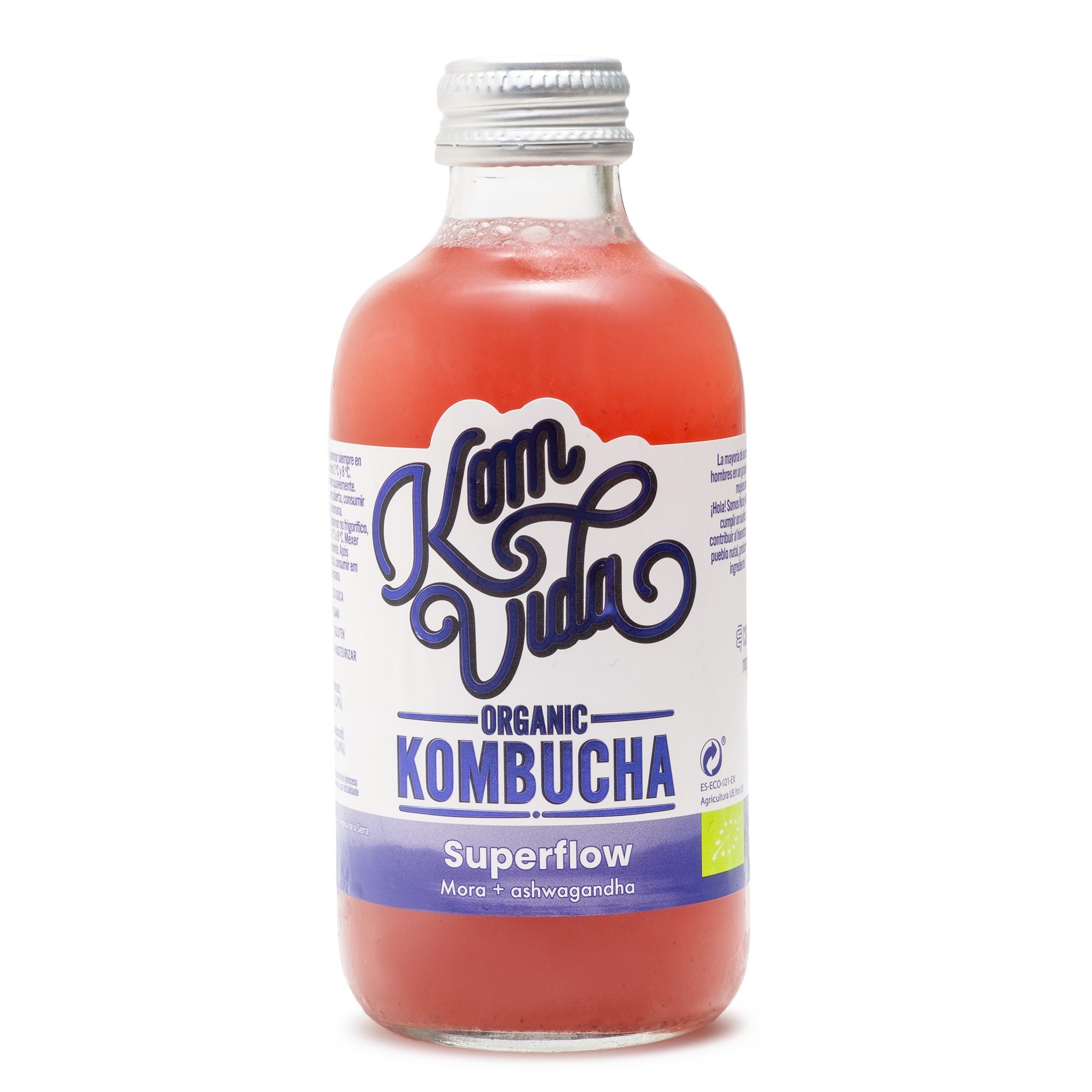 Kombucha BIO SuperFlow Mora y Ashwagandha   Komvida 250 ml