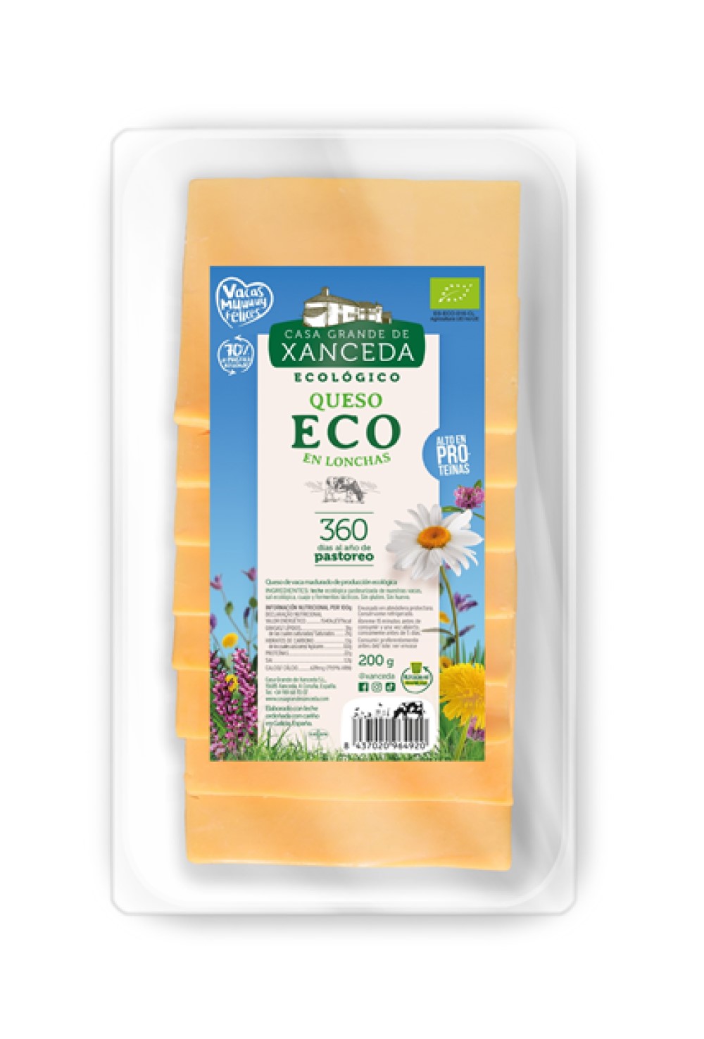 Queso Ecológico en Lonchas Xanceda   200 g | Leche de Pastoreo 100% Gallega
