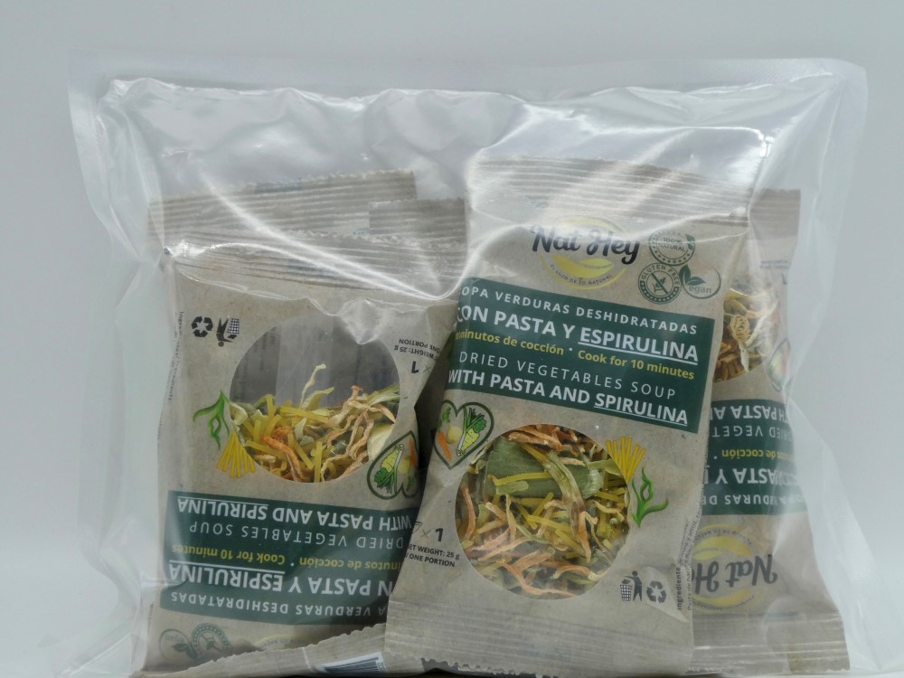 Sopa de verduras con pasta sin gluten y espirulina Nat Hey 8x25g