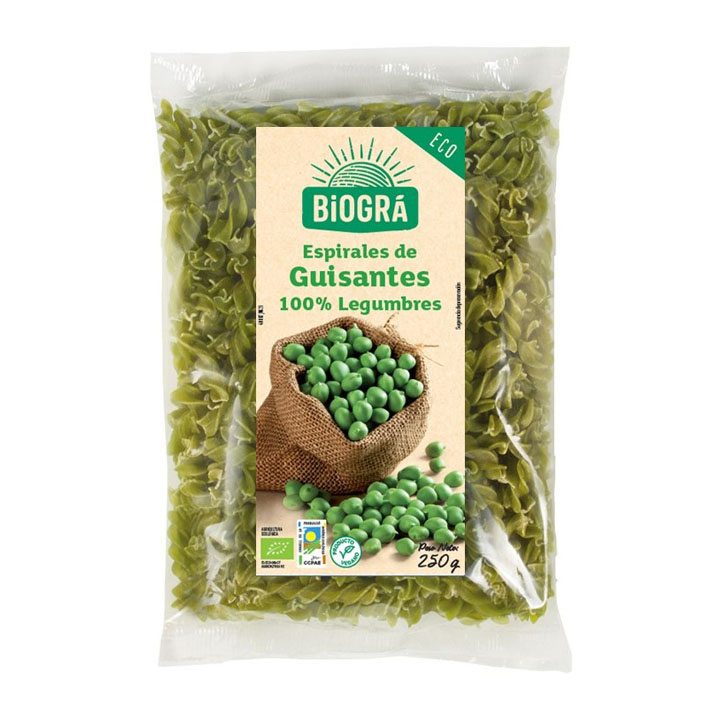 Pasta Espiral de Guisantes 250g Biogra | 100% Legumbres | Ecológico
