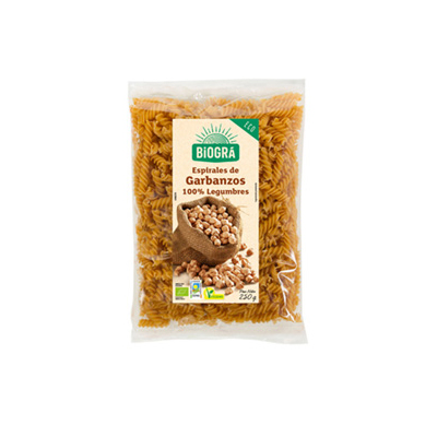 Pasta Espiral de Garbanzos 250g Biogra | 100% Legumbres | Ecológico