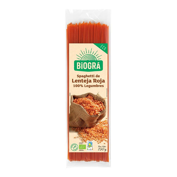 Spaghetti de Lenteja Roja Biogrà 100% Legumbre 250g | ecológico