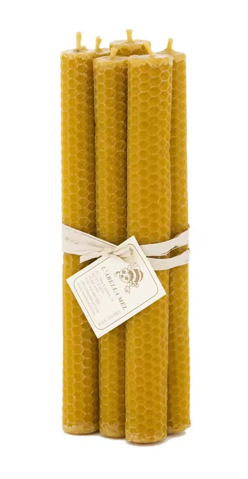 Pack 6 Velas de Cera de Abeja Natural L abella Mel   20x2 cm | Ecológicas, Artesanales y Sin Perfume