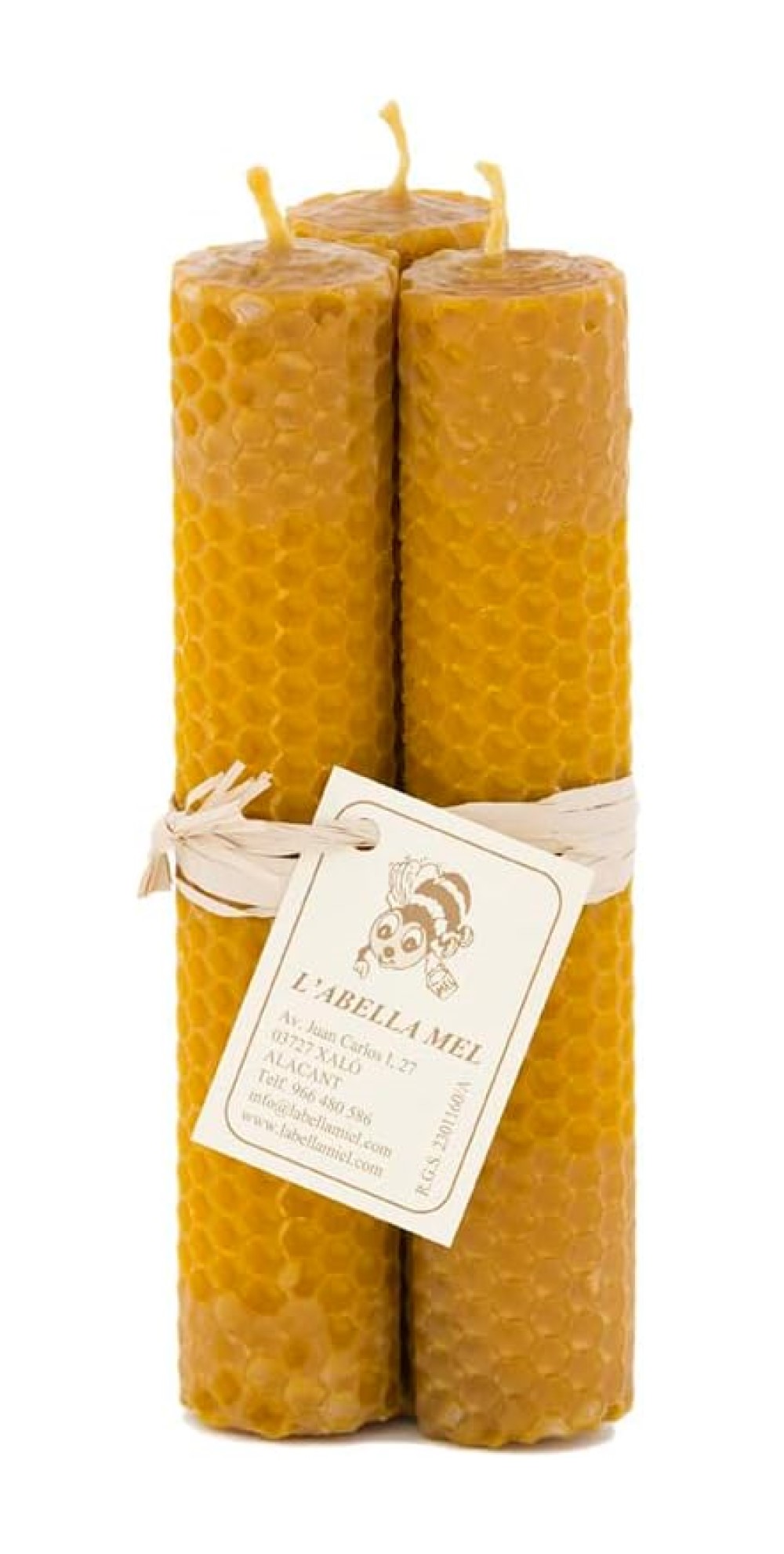 Velas de cera de abeja lote 3 velas - 15x3 cm L' Abella mel