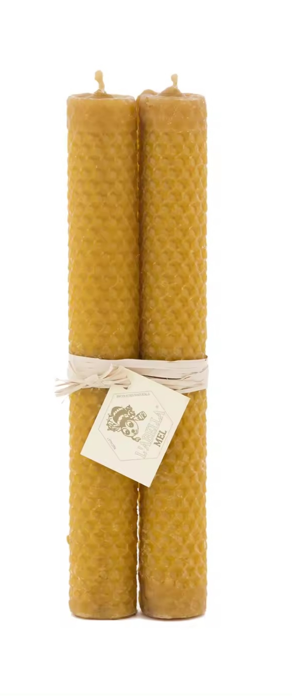Velas de cera de abeja recta lote 2 velas - 20x2,5cm L'Abella mel