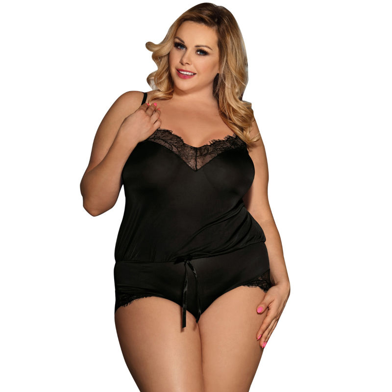 SUBBLIME QUEEN PLUS TEDDY NEGRO DE ENCAJES FLORALESSUBBLIME QUEE