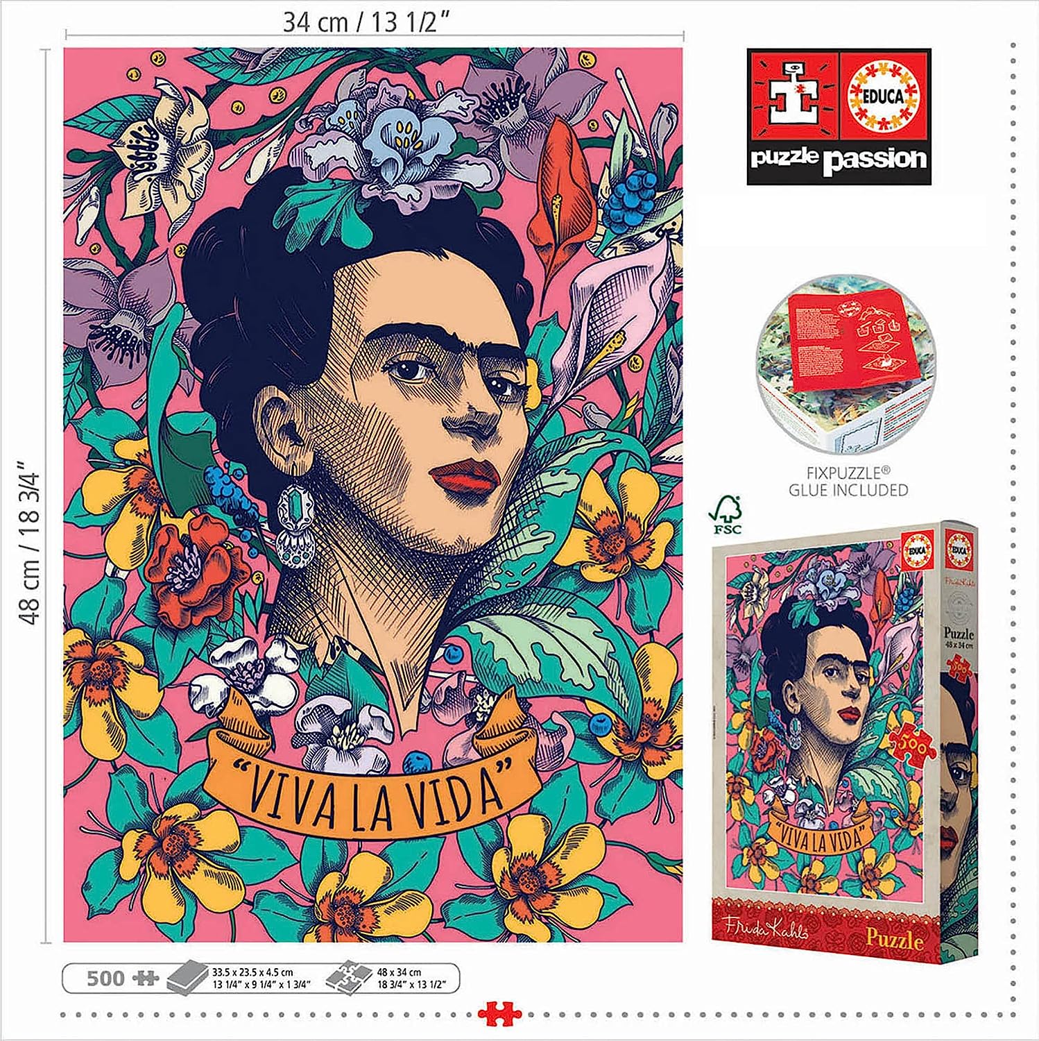 Puzzle 500 Viva la Vida, Frida Kahlo