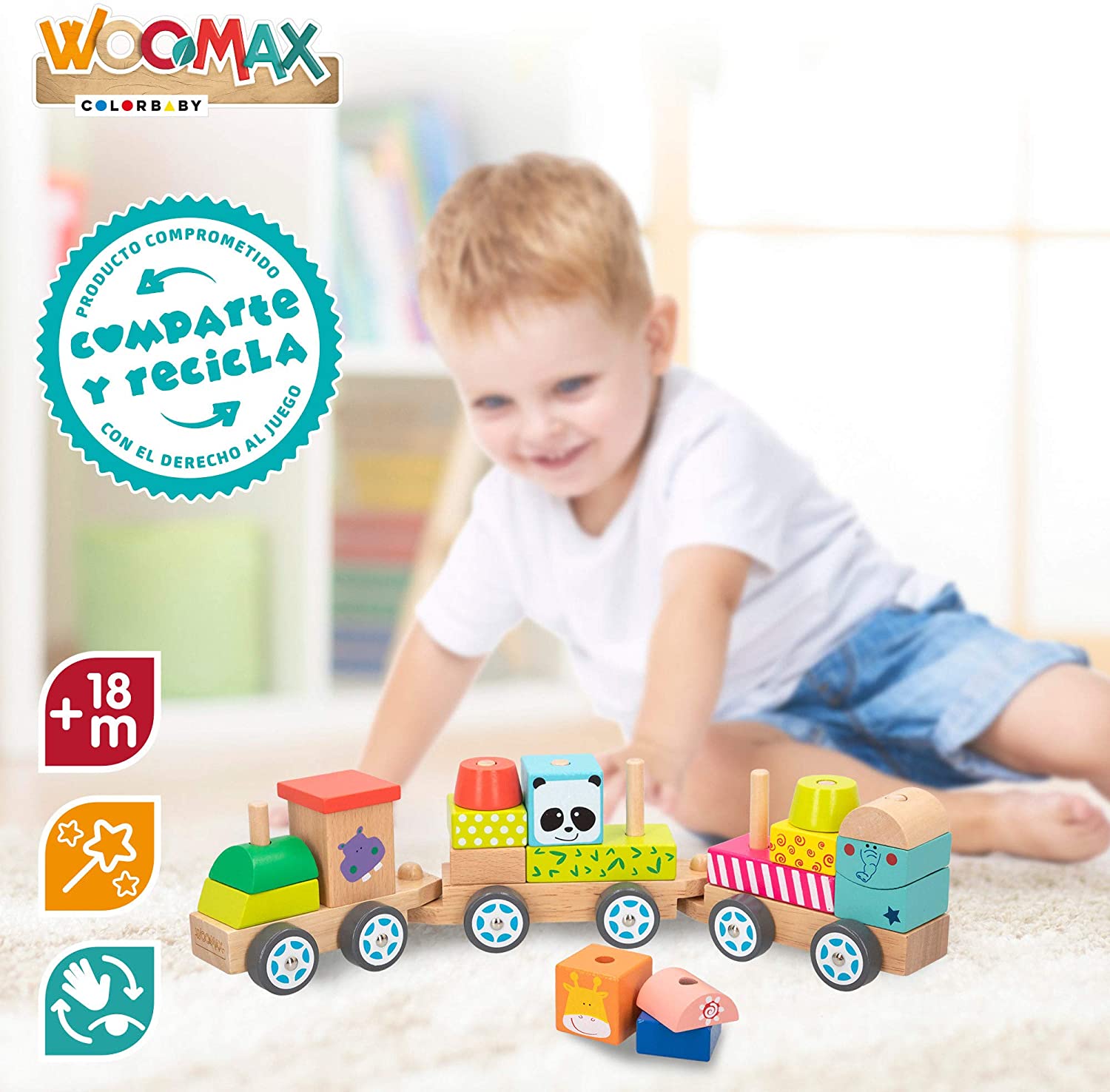 Tren de Madera Preescolar Zoo +18m