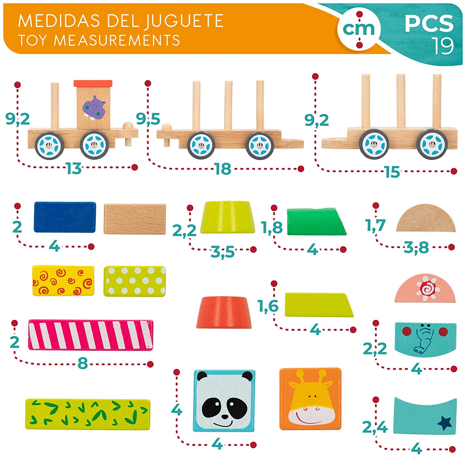 Tren de Madera Preescolar Zoo +18m