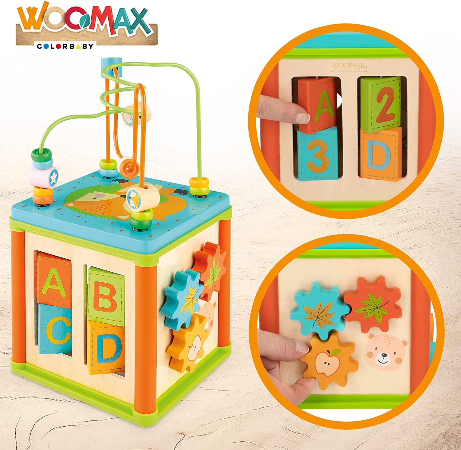 Woomax Cubo de actividades de madera