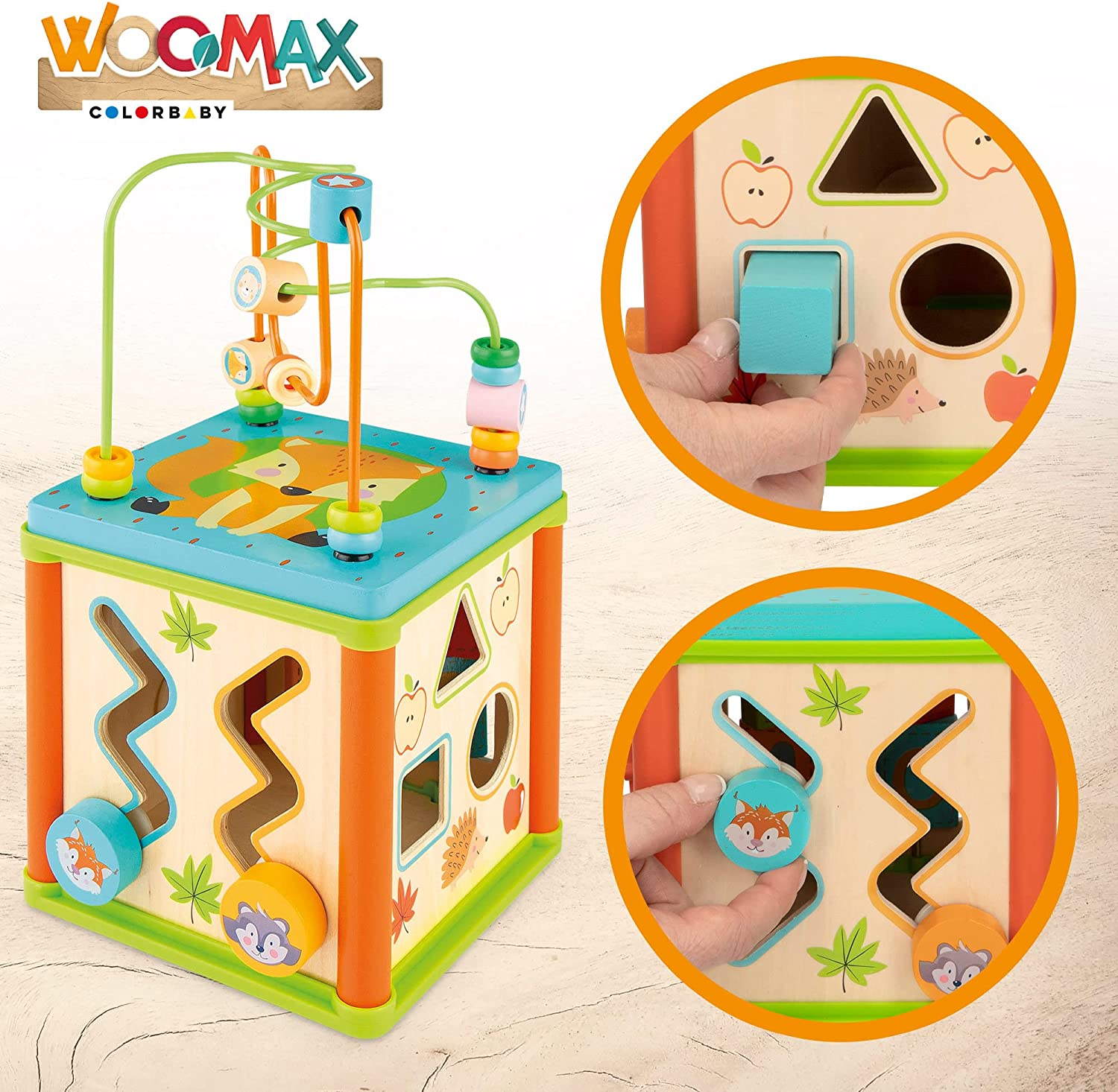 Woomax Cubo de actividades de madera