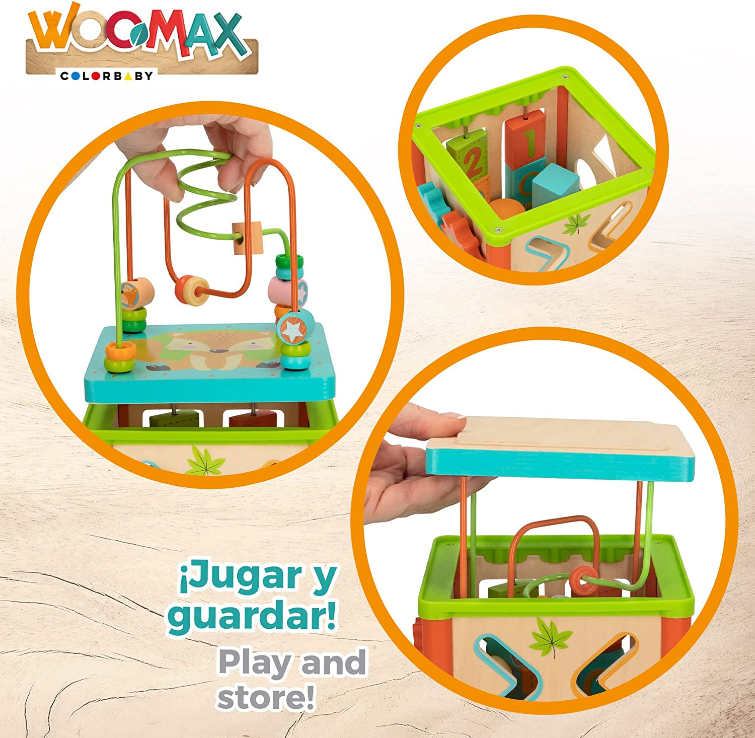 Woomax Cubo de actividades de madera