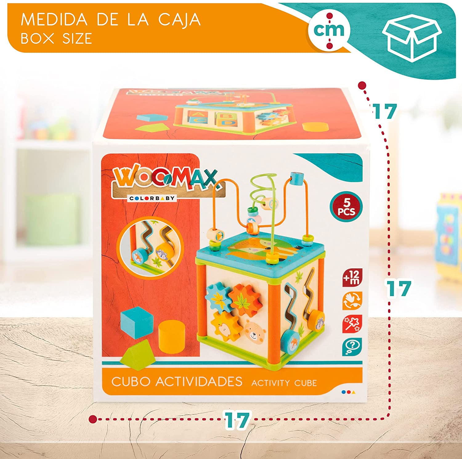 Woomax Cubo de actividades de madera