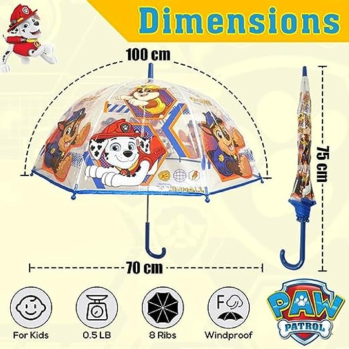 Paw Patrol Paraguas Transparente Campana 46cm
