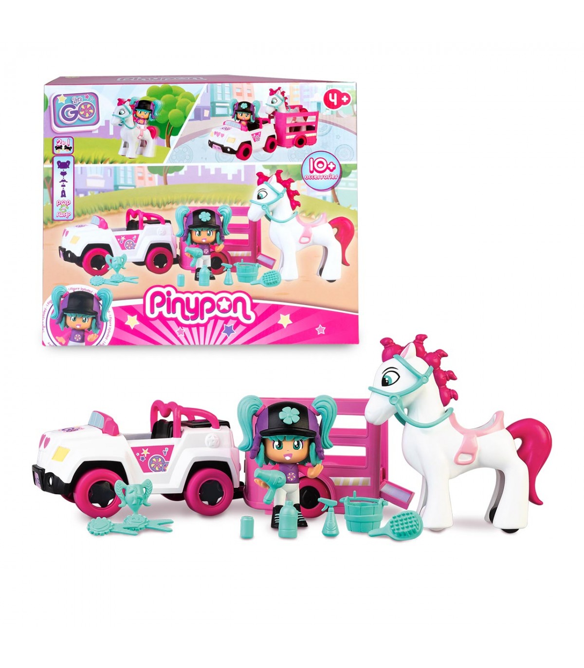Pinypon Coche con remolque y caballo
