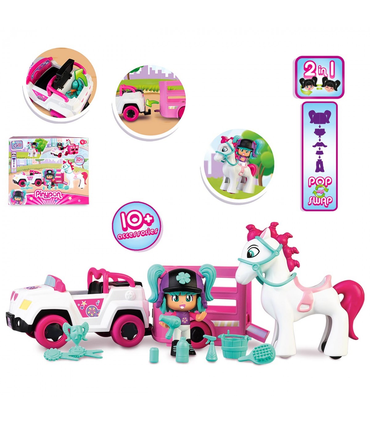Pinypon Coche con remolque y caballo