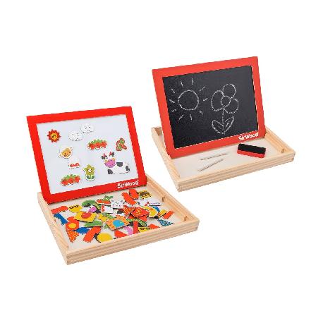 Pizarra de madera 3 en 1 con 65 pcs