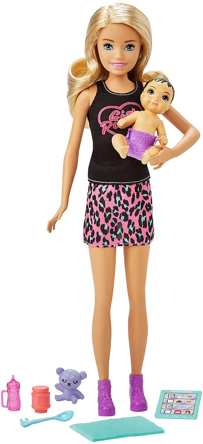 Barbie Niñera con Bebé y Accesorios