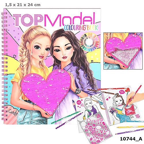 TOPModel Colouring Book con Lentejuelas