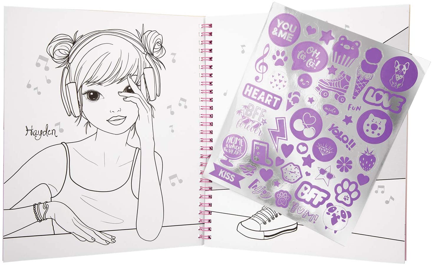 TOPModel Colouring Book con Lentejuelas