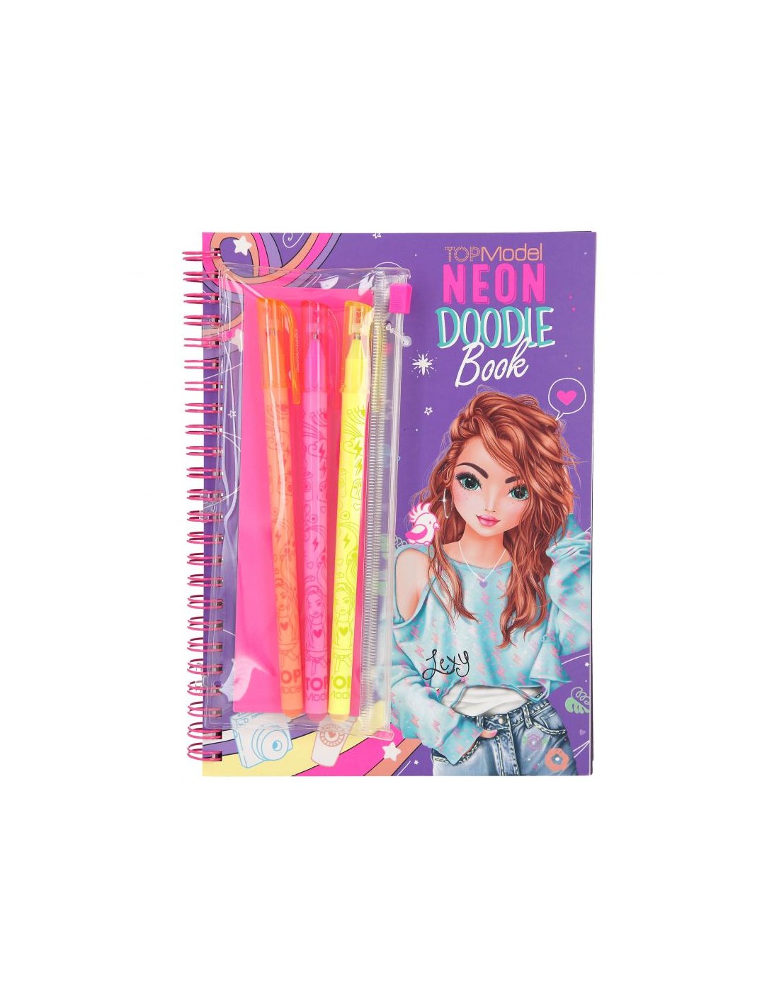 TOPModel Neon Doodle Book con rotuladores