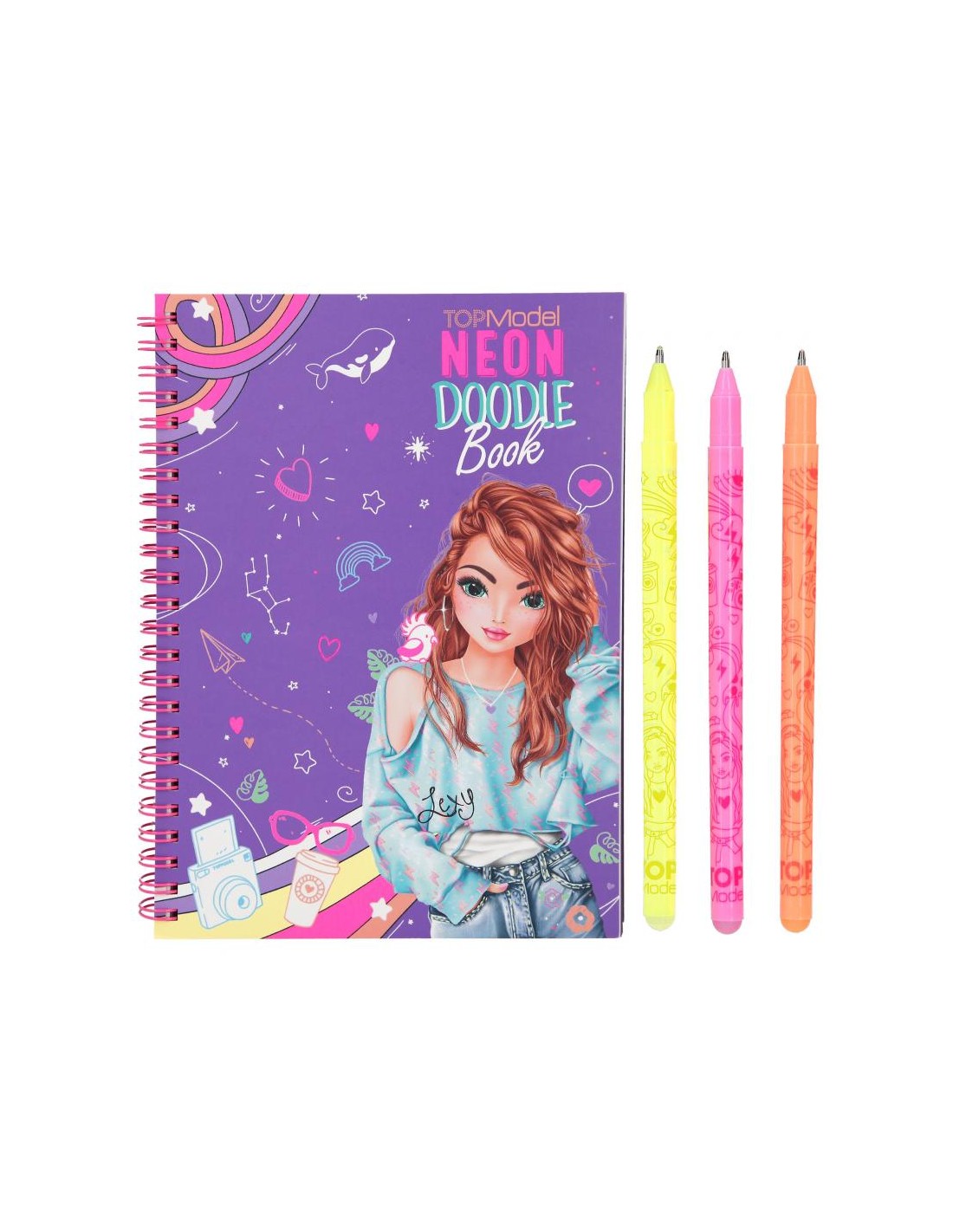 TOPModel Neon Doodle Book con rotuladores