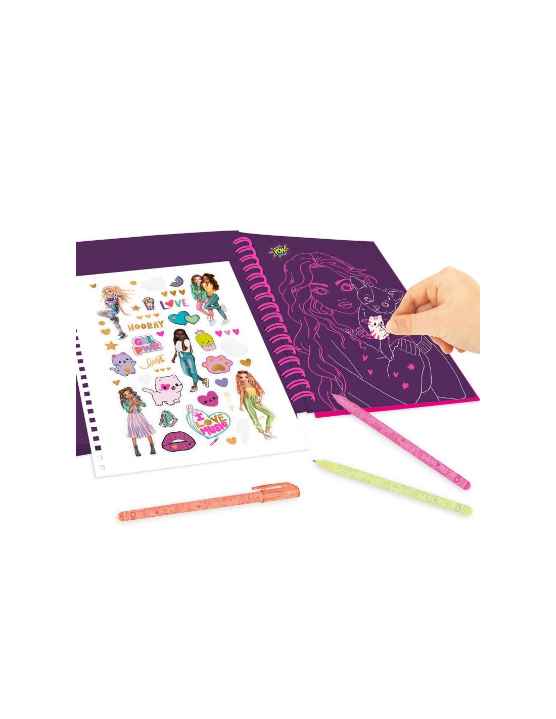 TOPModel Neon Doodle Book con rotuladores