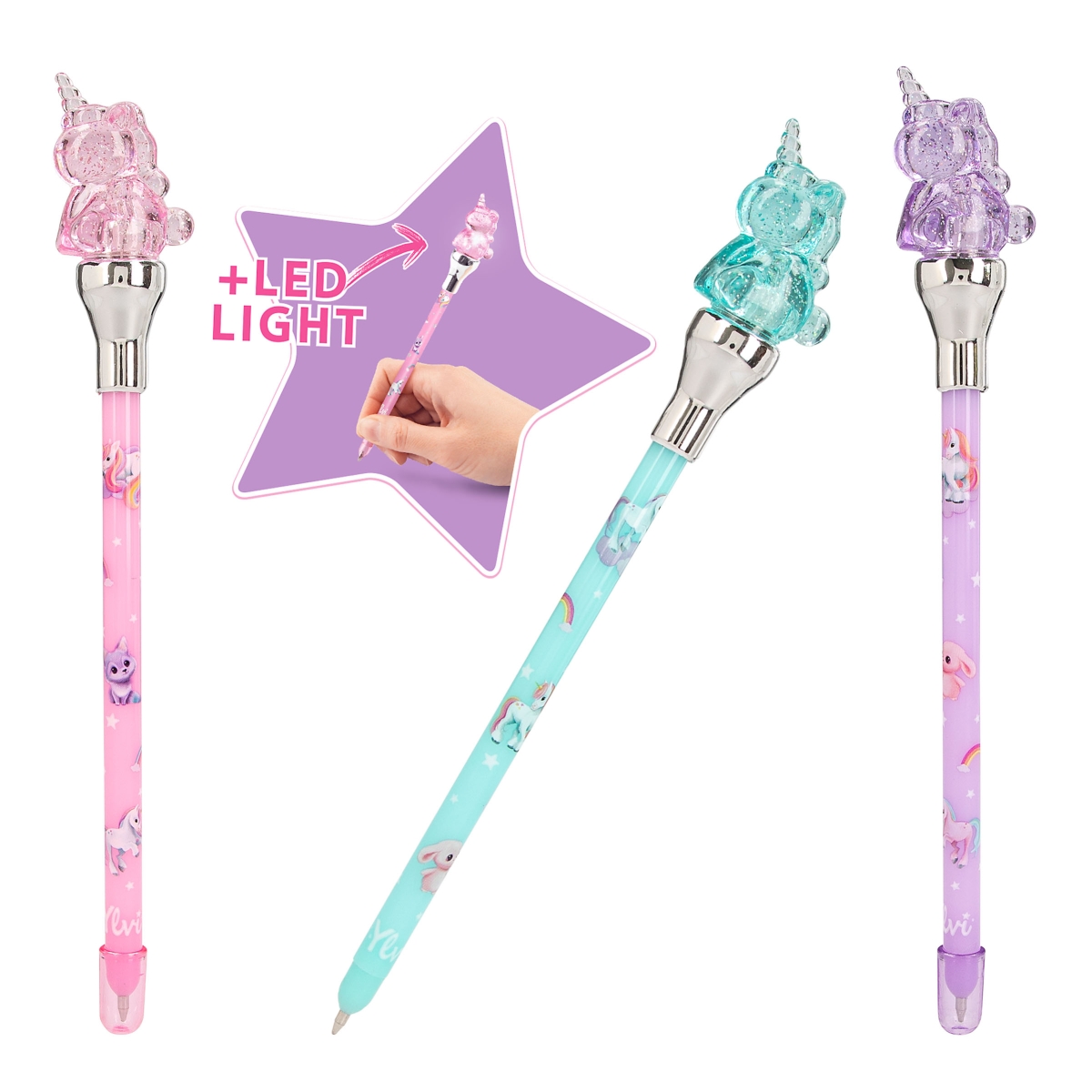 Ylvi bolígrafo con unicornio y luz LED