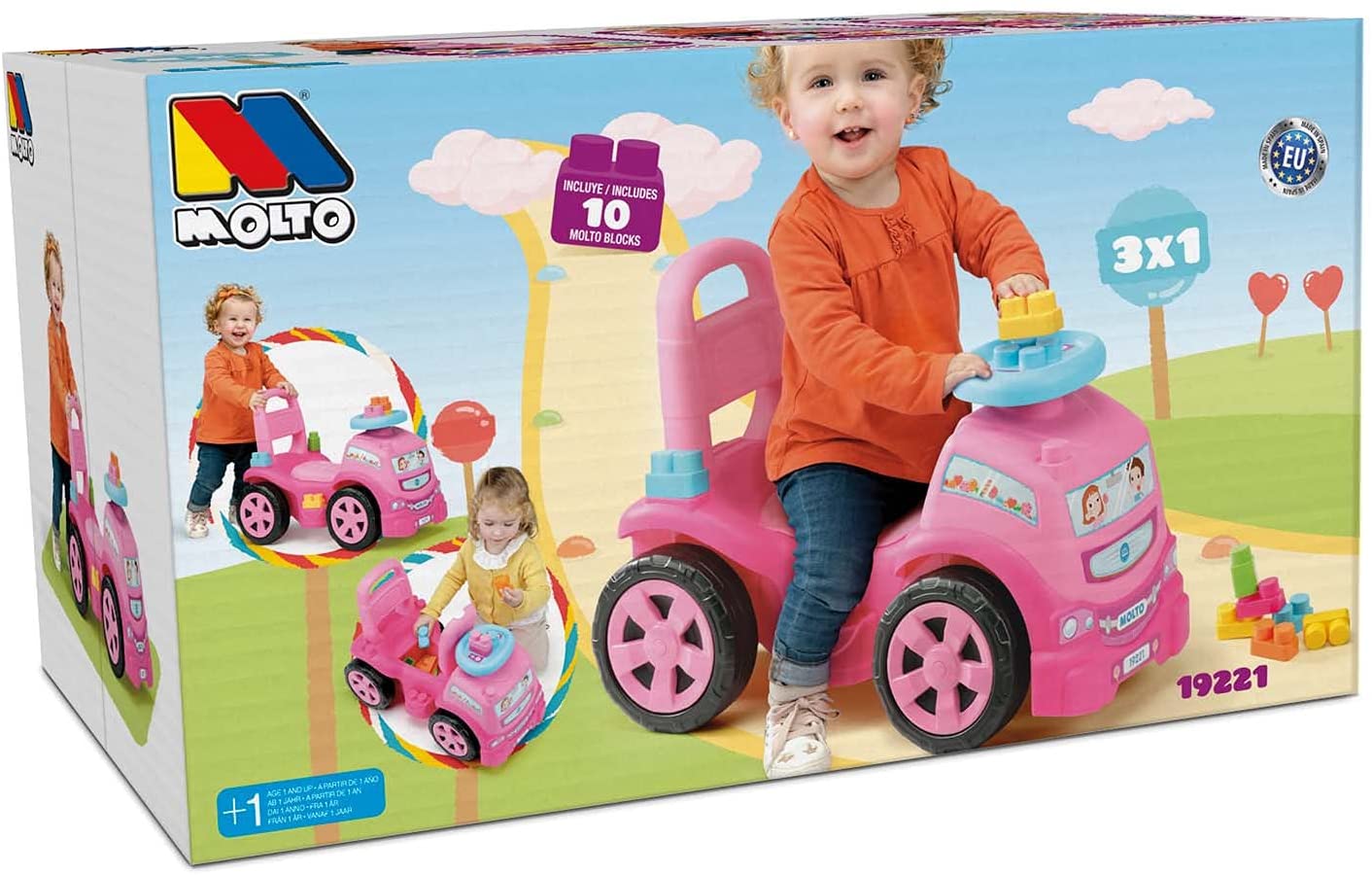 Correpasillos Camión con Bloques 3x1 rosa