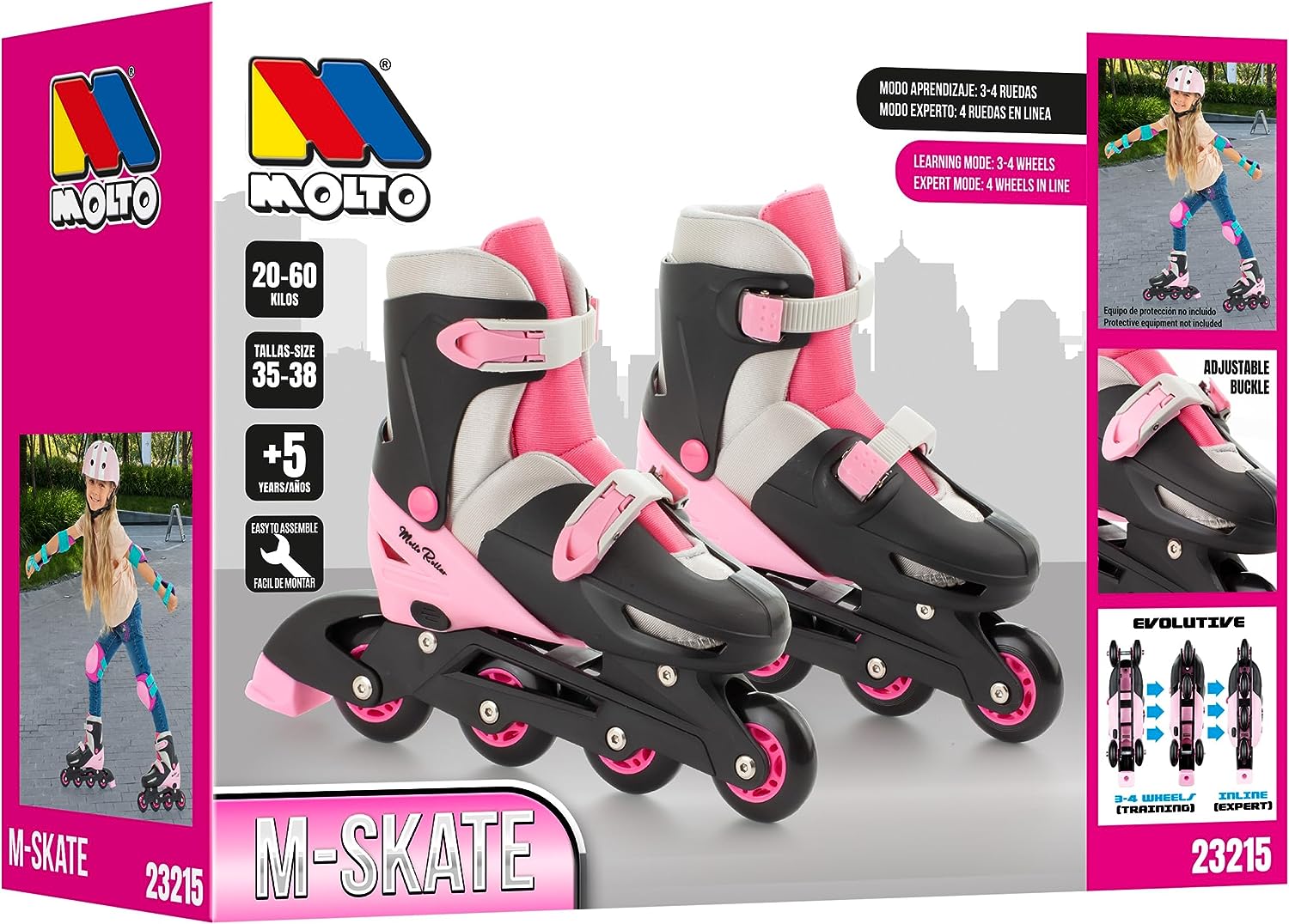 Patines en línea 3 en 1 rosa
