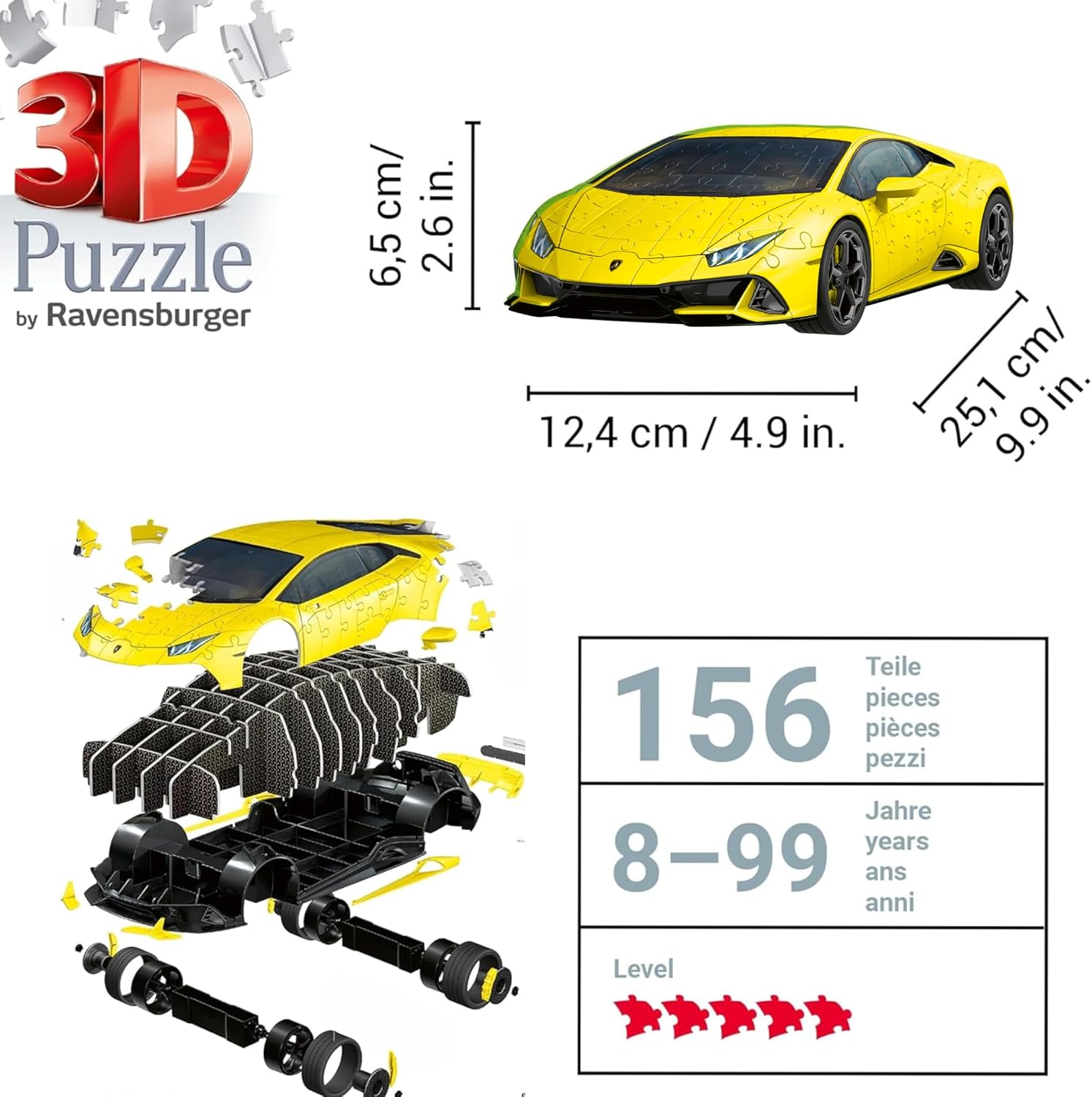Puzzle 3D Lamborghini Huracán EVO amarillo