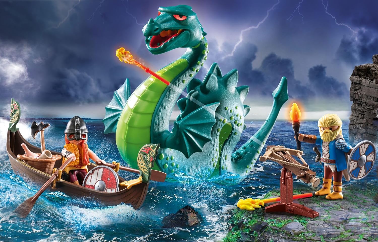 Vikingos con monstruo marino