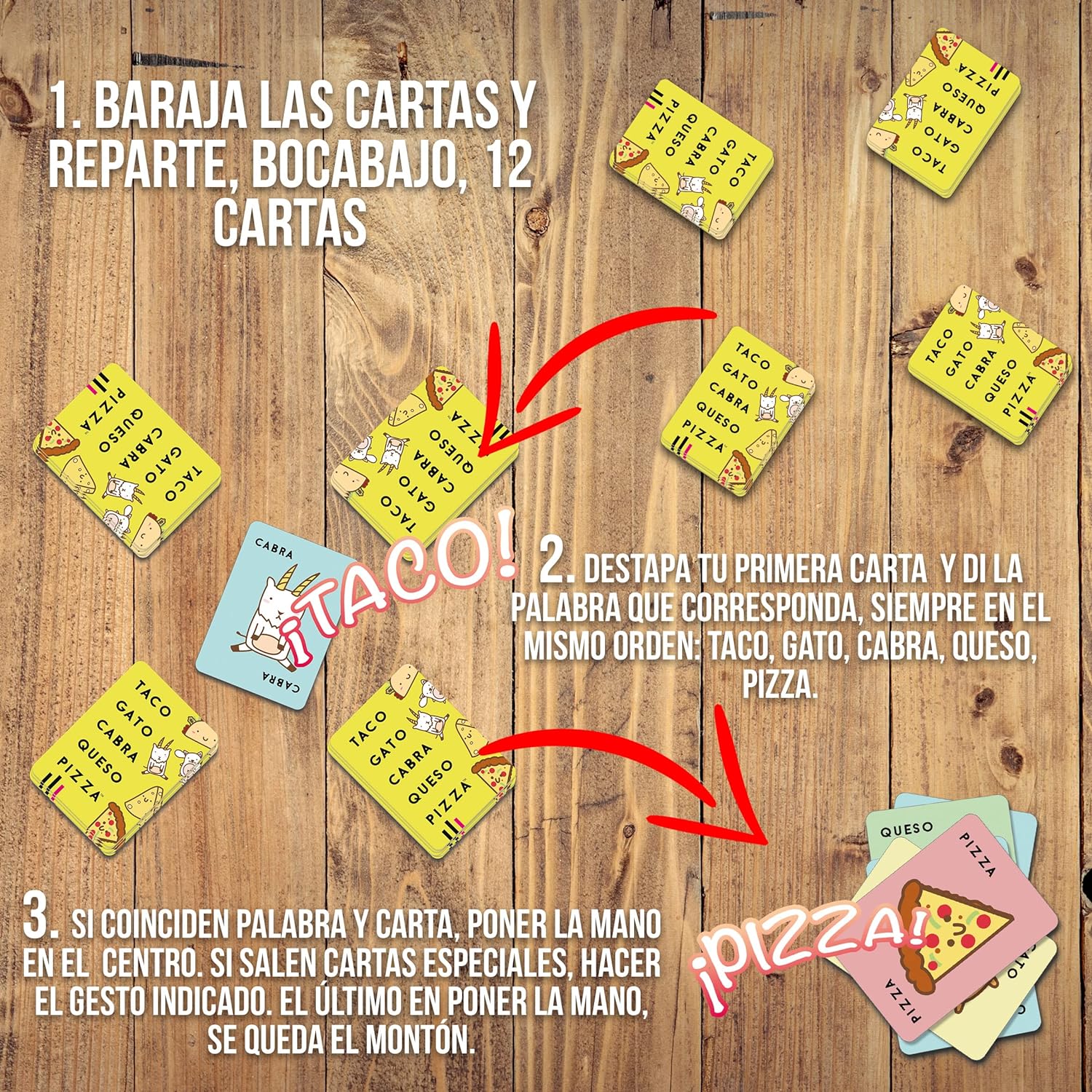 Taco, Gato, Cabra, Queso, Pizza