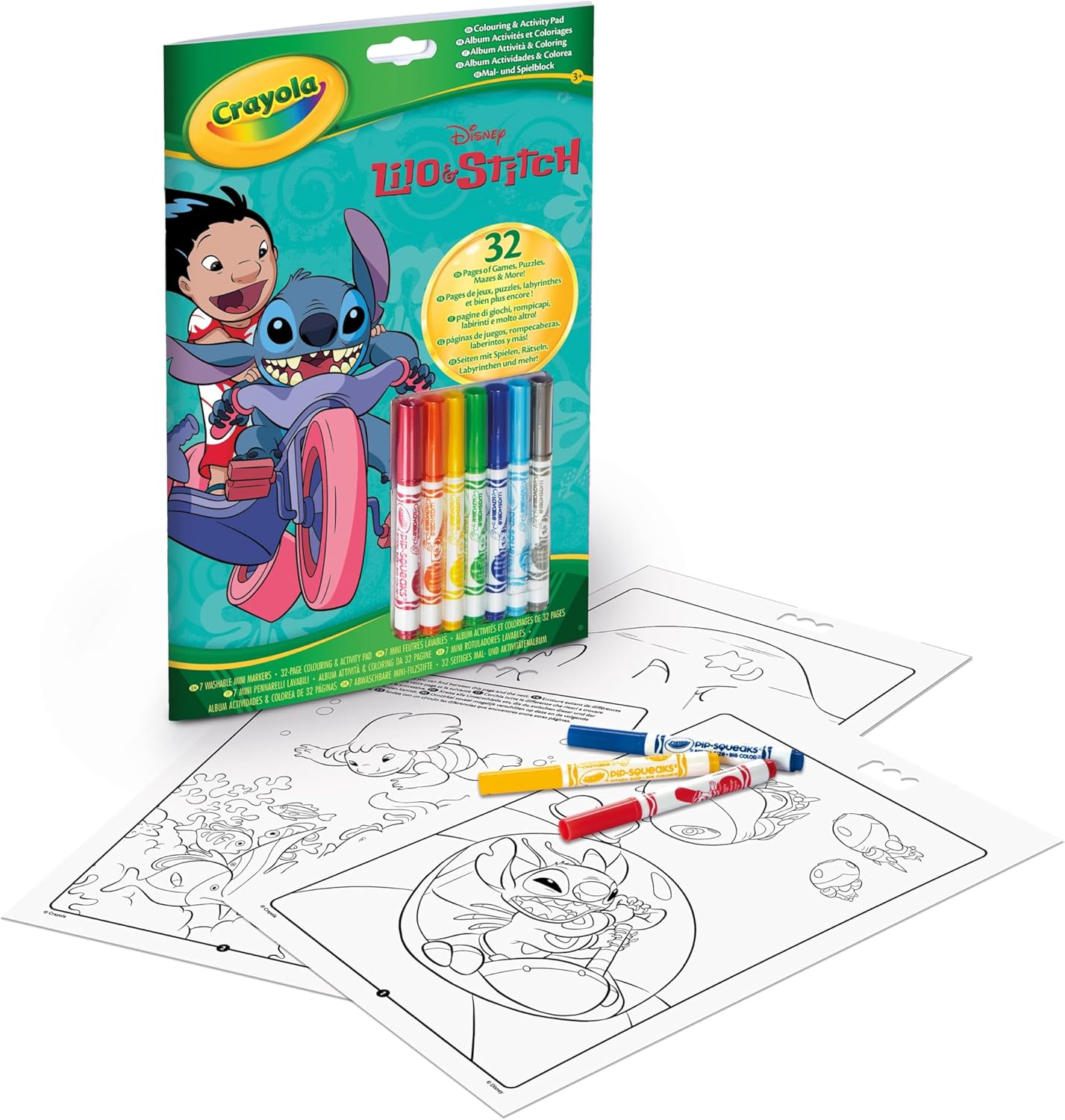 Stitch Libro Actividades con 7 Rotuladores