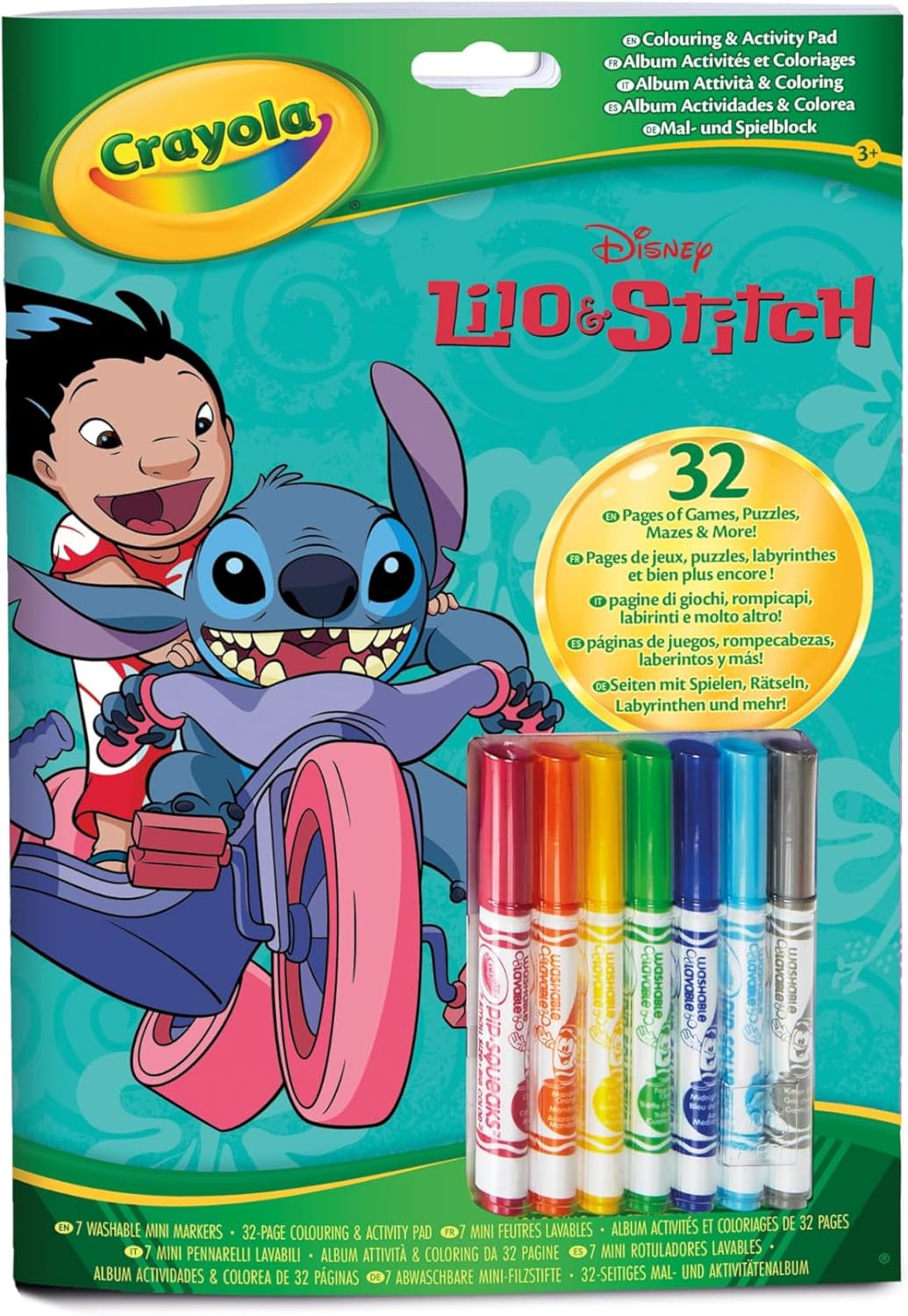 Stitch Libro Actividades con 7 Rotuladores