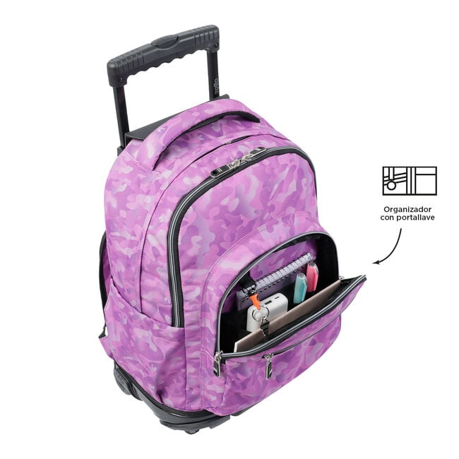 Mochila escolar con ruedas Renglones, camuflaje