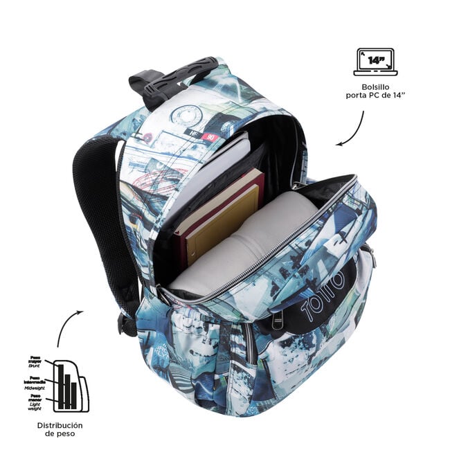 Mochila escolar Acuareles, Subway