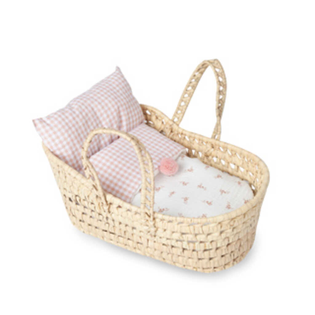 capazo de palma de flores y vichy (pequeño)