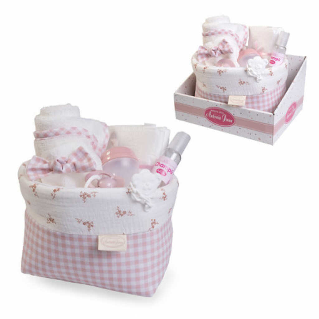 canastilla de tela de flores y vichy