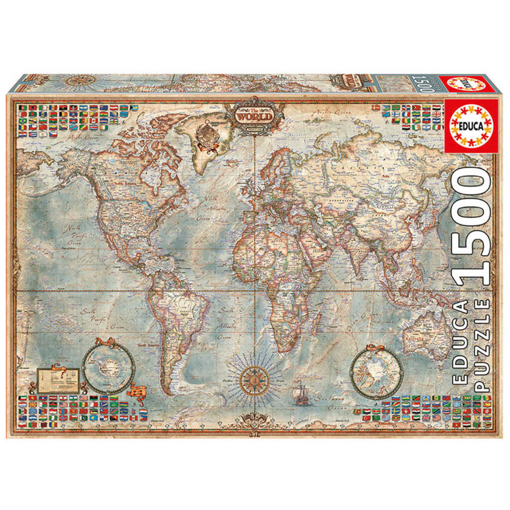 puzzle 1500 el mundo, mapa político