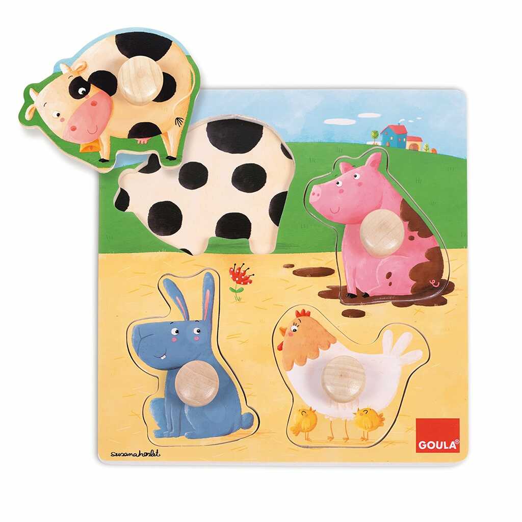 puzzle animales granja color