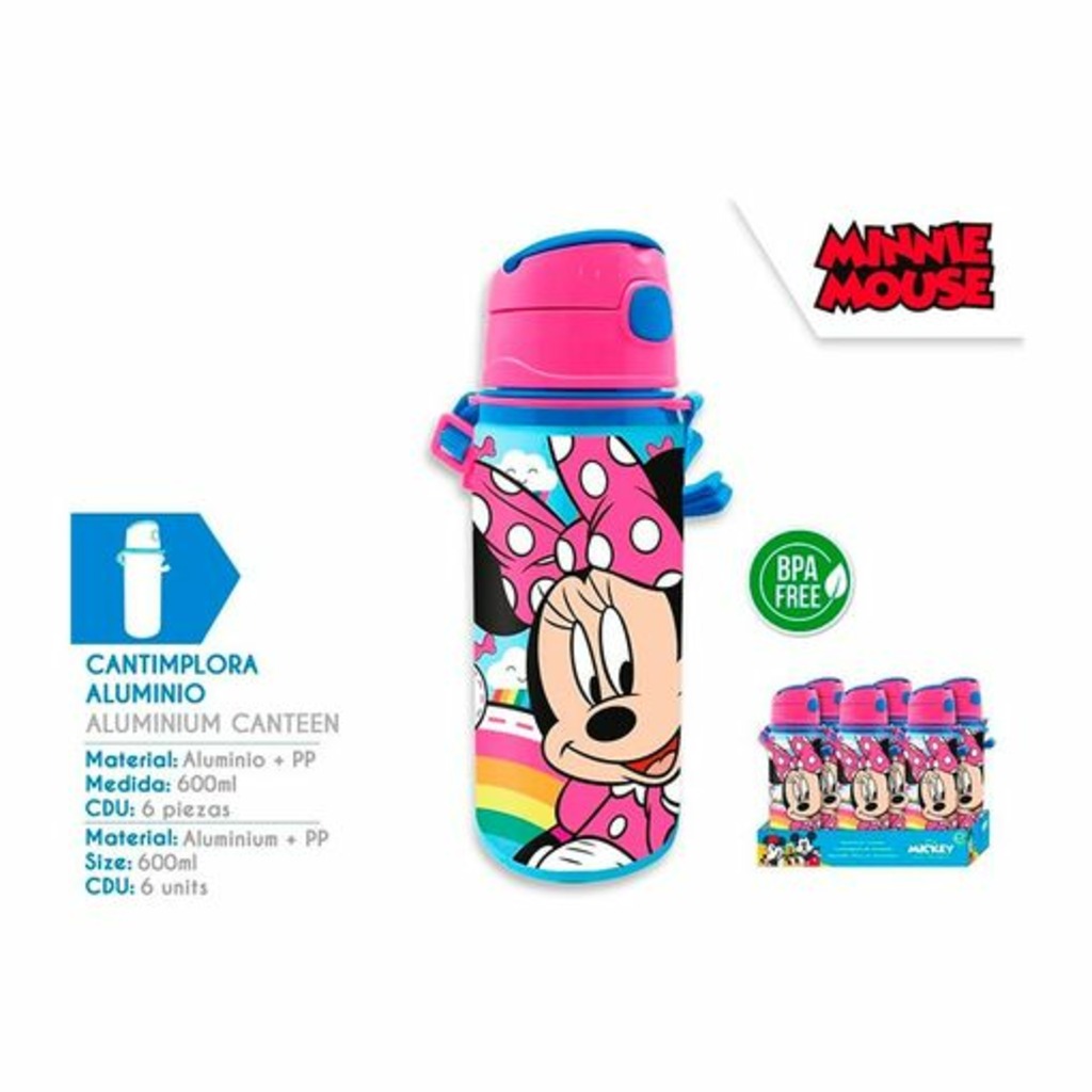 minnie cantimplora aluminio con asa 600ml