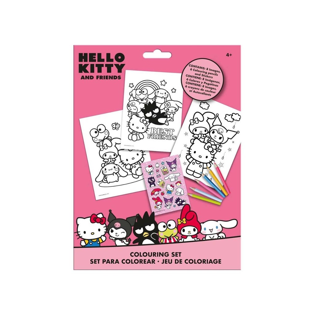 hello kitty set colorear con pegatinas