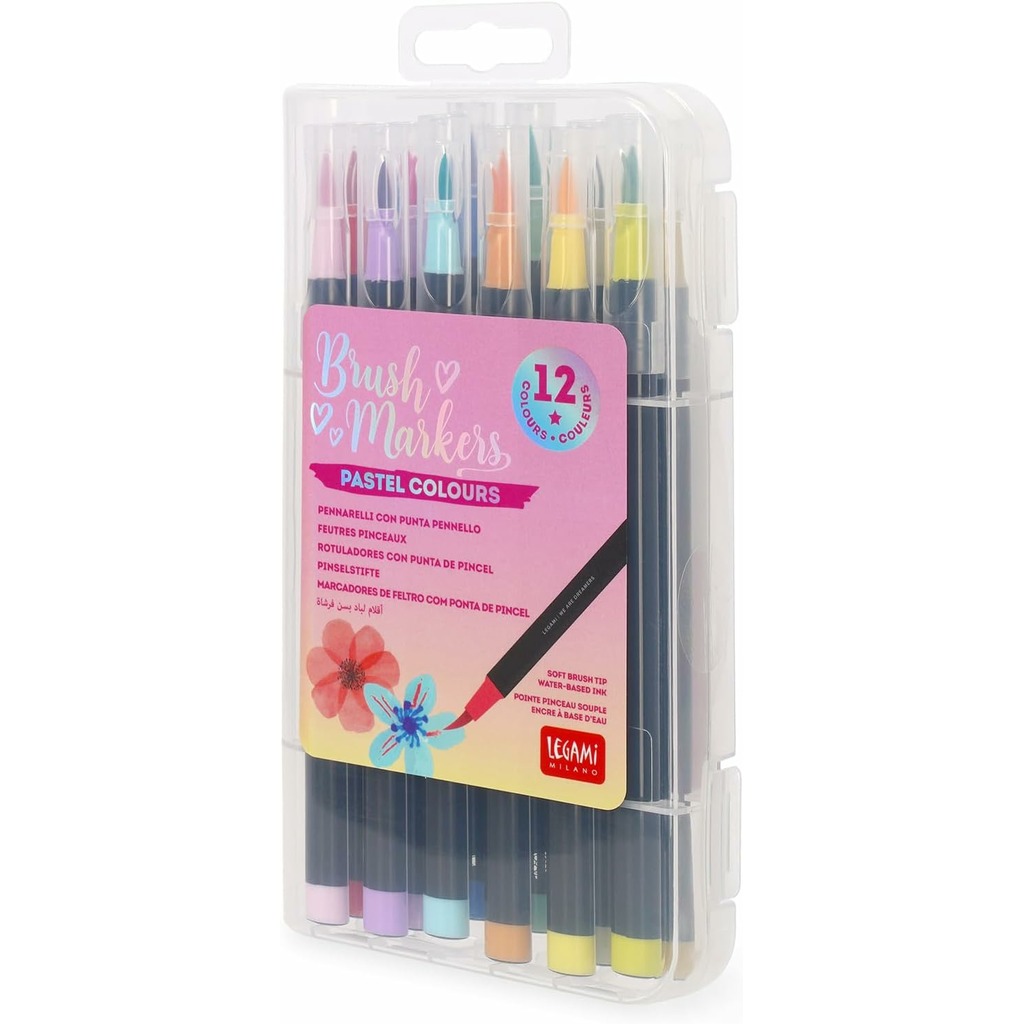 set 12 rotuladores punta de pincel colores pastel