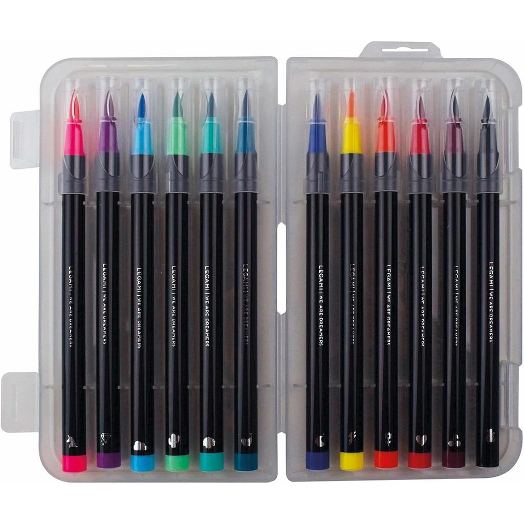 set 12 rotuladores punta pincel colores brillantes