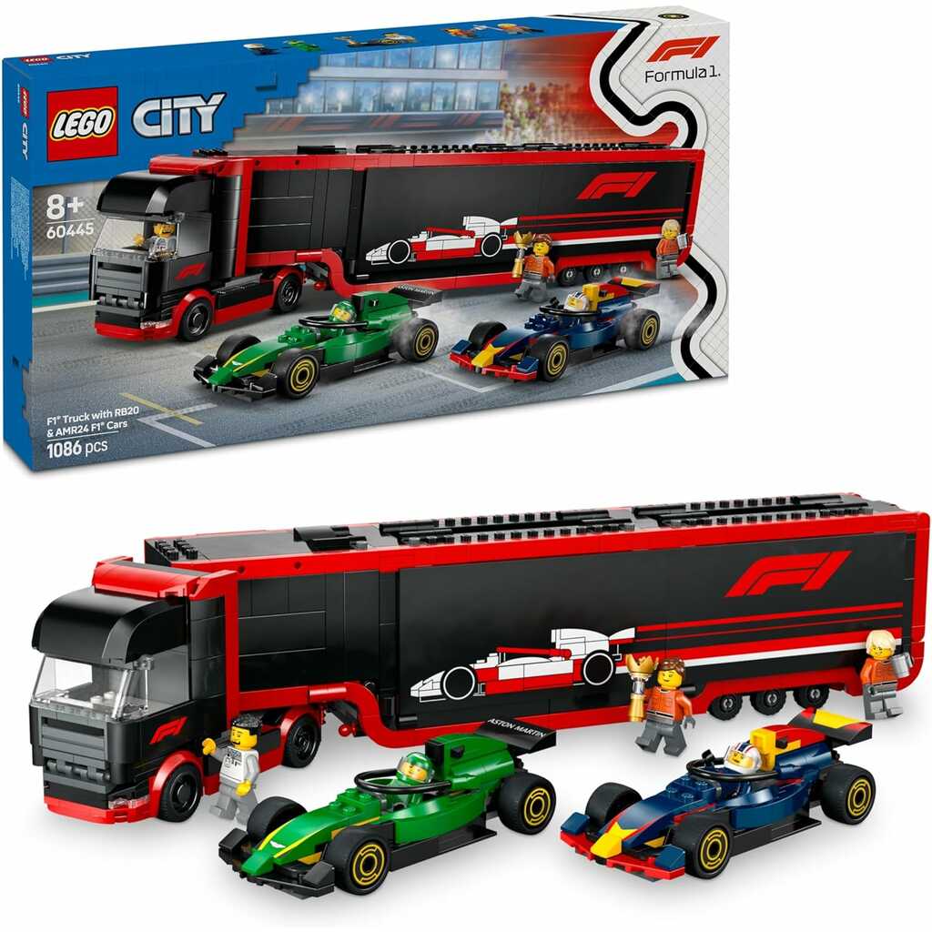 camión de f1® con coches de f1® rb20 y amr24