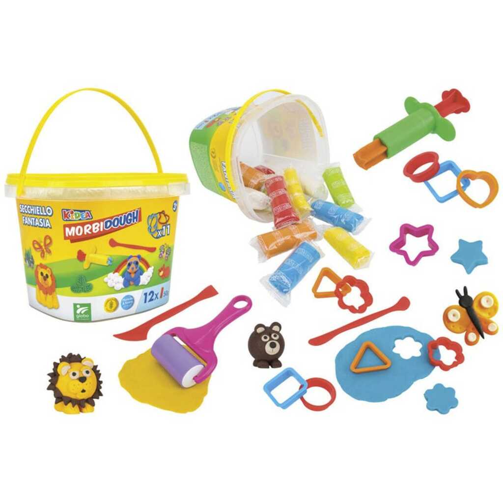 cubo plastilina con 10 tubos y accesorios