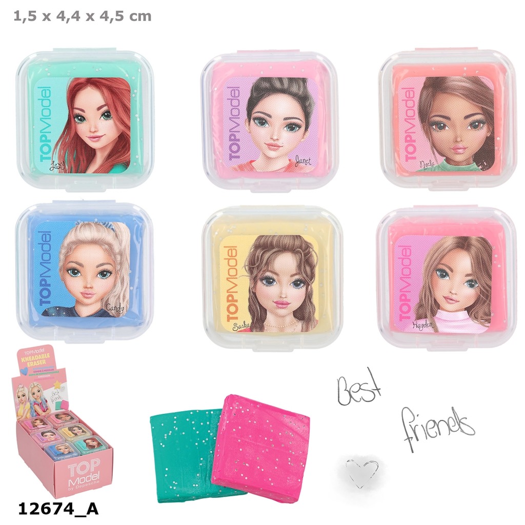 topmodel goma de borrar moldeable con purpurina