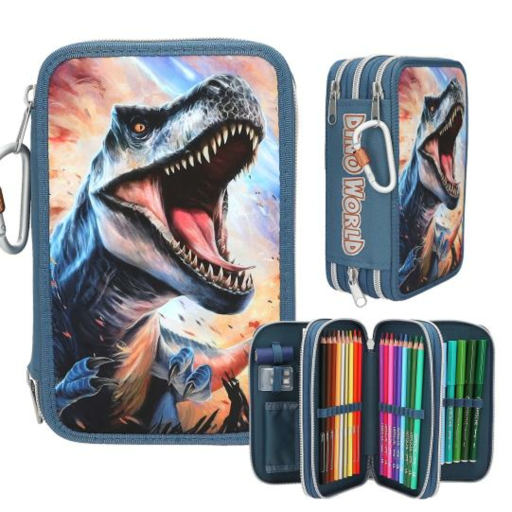dino world estuche triple